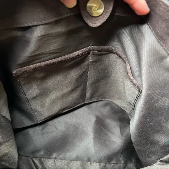 Chocolate Brown 100% Genuine Suede Leather Slouchy Hobo Bag Gold Buckle Strap - Picture 11 of 16